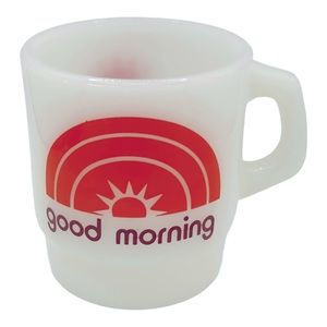 Vintage Mug Fire King Anchor Hocking Good Morning Burger Queen 1970s